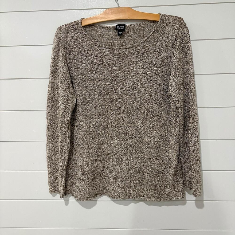 Eileen Fisher | Sweater Linen Brown Pullover Long Sleeve Classic- Size Large